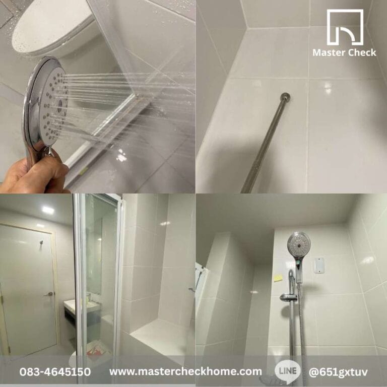 ใช้ไม้เคาะตรวจสอบกระเบื้องร่อนและเสียงโปร่ง เพื่อแจ้งแก้ไขก่อนโอน