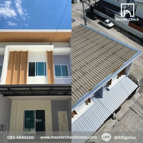 ตรวจทาวน์โฮม The Mix Hillside บ่อวิน ศรีราชา 6 บินโดรนตรวจสอบหลังคาทาวน์โฮม ป้องกันปัญหารั่วซึม