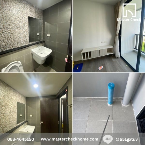 ตรวจคอนโด G Condo (จี คอนโด) ศรีราชา 2 ตรวจสอบปัญหาพื้นกระเบื้องยาง SPC กระเดิดและปูไม่ได้ระดับ