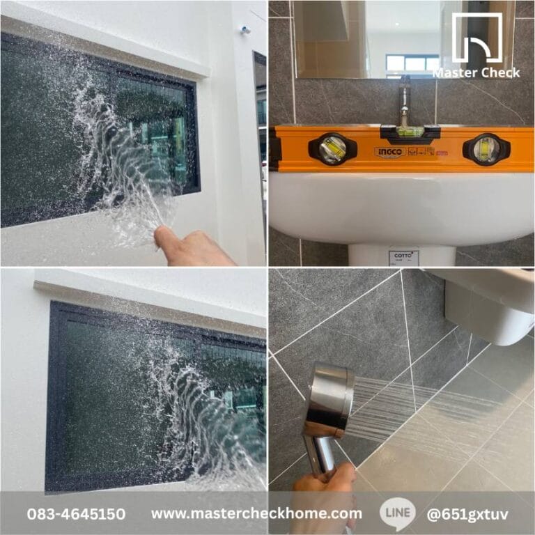 ตรวจบ้านศุภาลัย ปาล์มวิลล์ สุขุมวิท - โรงโป๊ะ (Supalai Palm Ville Sukhumvit - Rong Po) 3 เช็คระบบน้ำ ทดสอบฉีดน้ำดูการรั่วซึมตามขอบหน้าต่างและประตู